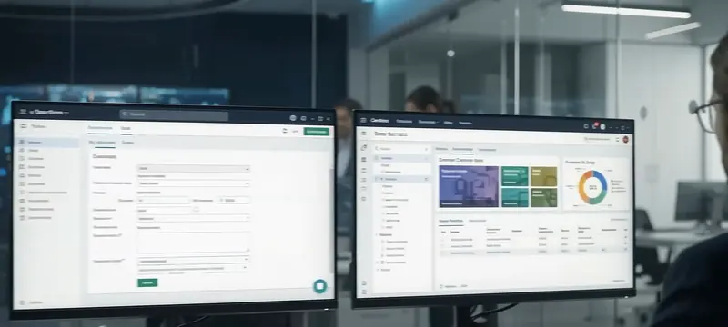 An analyst reviewing migrated contract records on screen